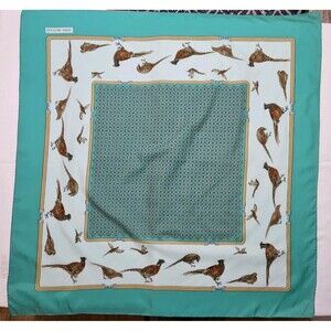 Vintage Gina RucciI Scarf Pheasants Italy 100% Polyester Classic Elegance 30x30